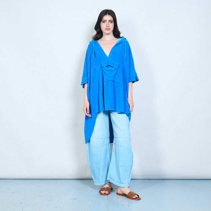 Hooded mesh panel robe top wholesale