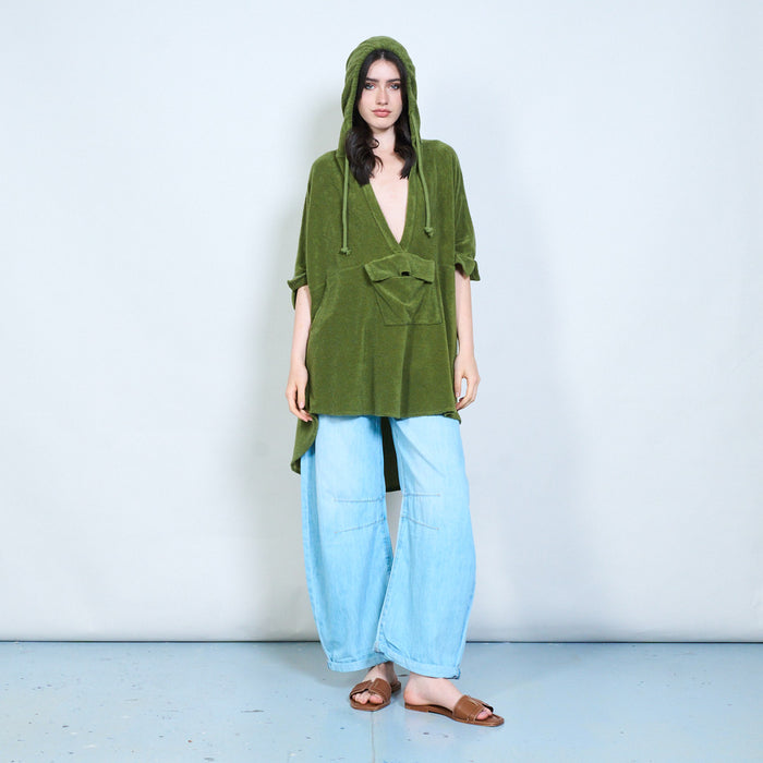 Hooded mesh panel robe top wholesale