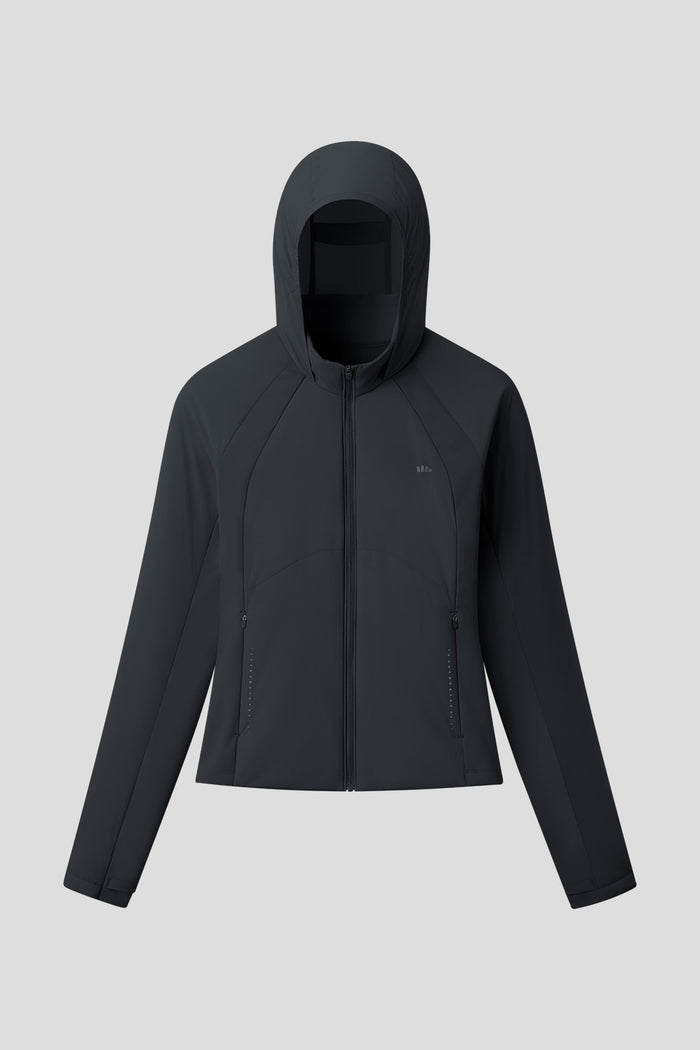beneunder hoodmotion womens medium warmth hooded stretch fleece jacket #color_black