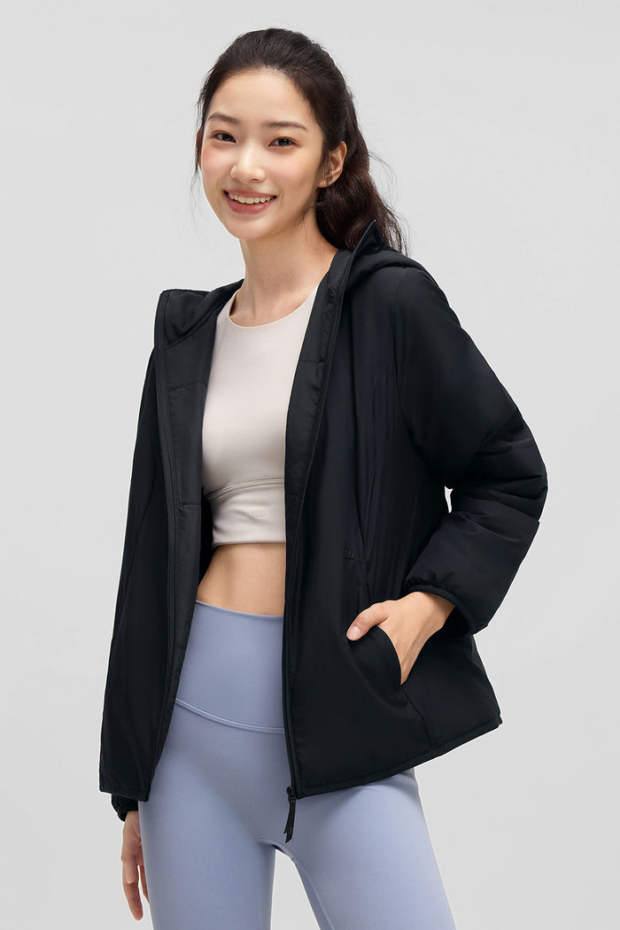 beneunder hoodtrail womens medium warmth hooded fleece jacket #color_black