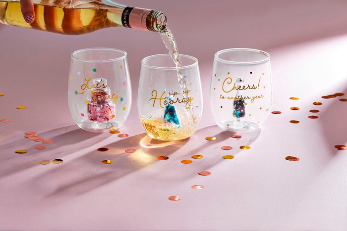 Hooray Glitter Wine Glass - Madison's Niche