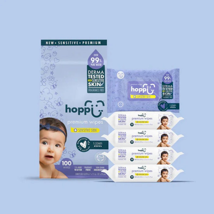 HOPPI Hoppi 99% Premium Water Baby Wipes (20 Wipes x 5 Packs) | Isetan KL Online Store