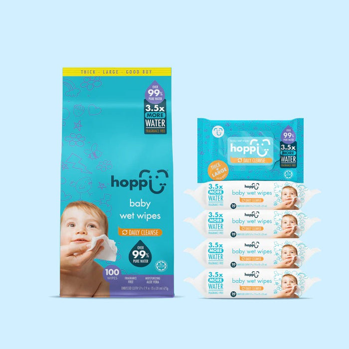 HOPPI Hoppi Baby Wet Wipes (20 Wipes x 5 Packs) | Isetan KL Online Store
