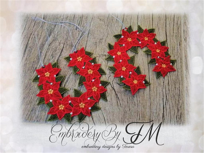 Horseshoe made of flowers FSL - Poinsettia / 5x7 hoop