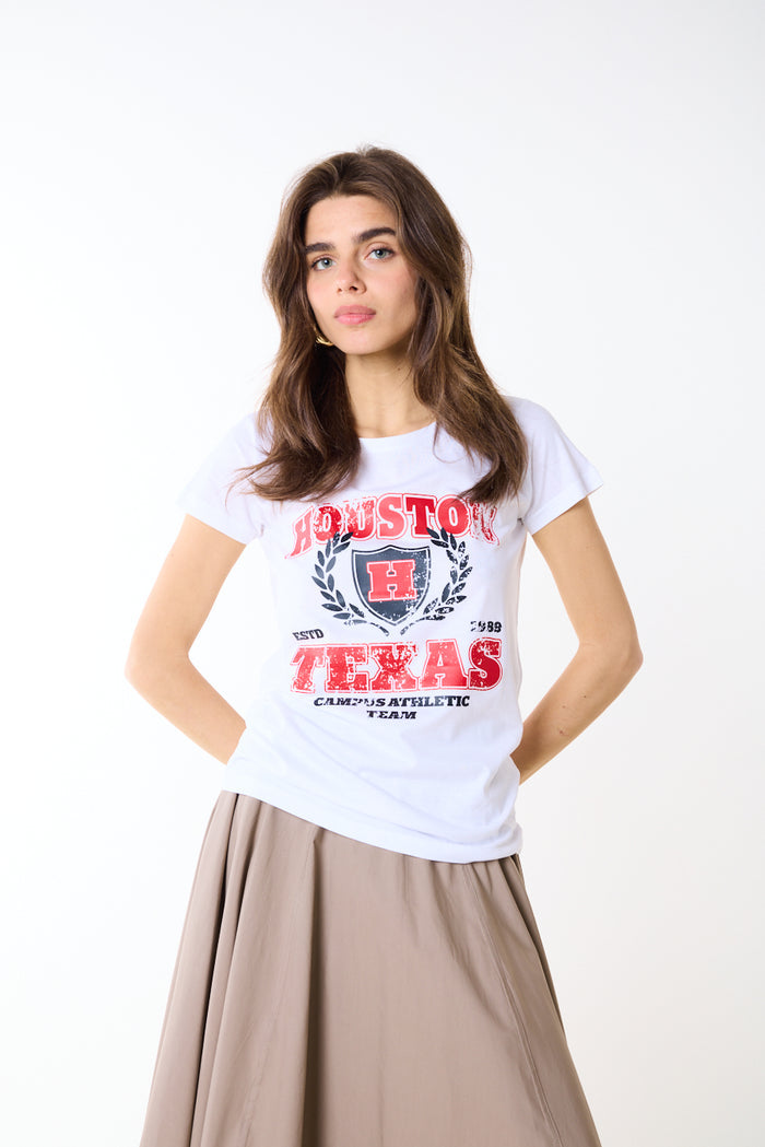 Houston Texas varsity graphic printed fitted t-shirt wholesale