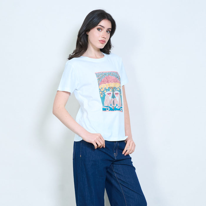 Illustrated monkey print cotton touch t-shirt wholesale