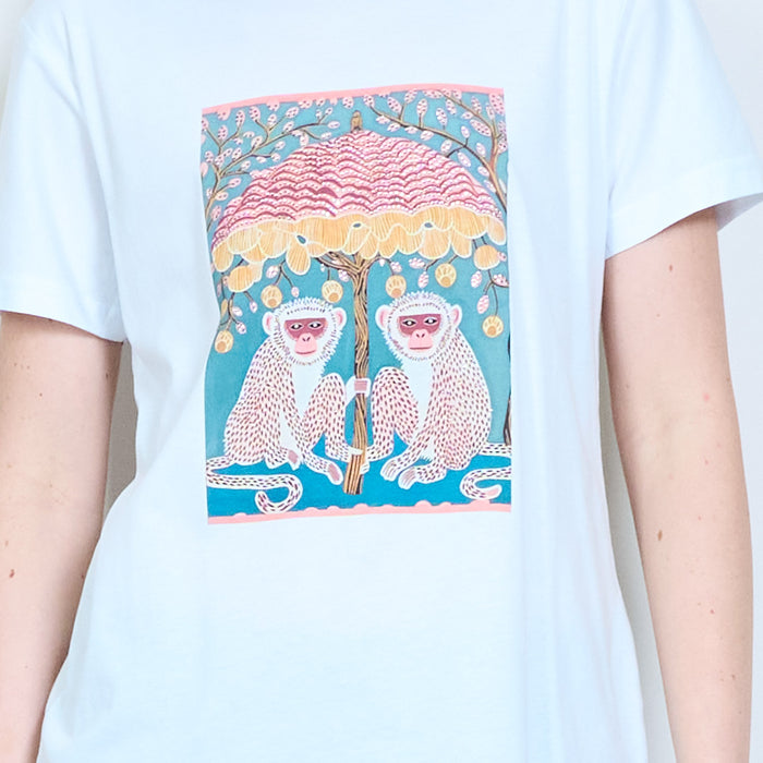 Illustrated monkey print cotton touch t-shirt wholesale