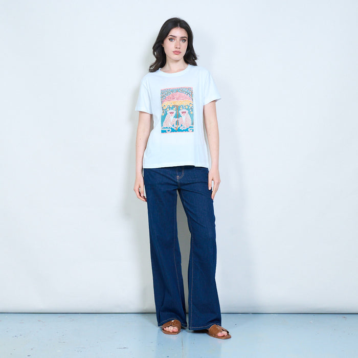 Illustrated monkey print cotton touch t-shirt wholesale