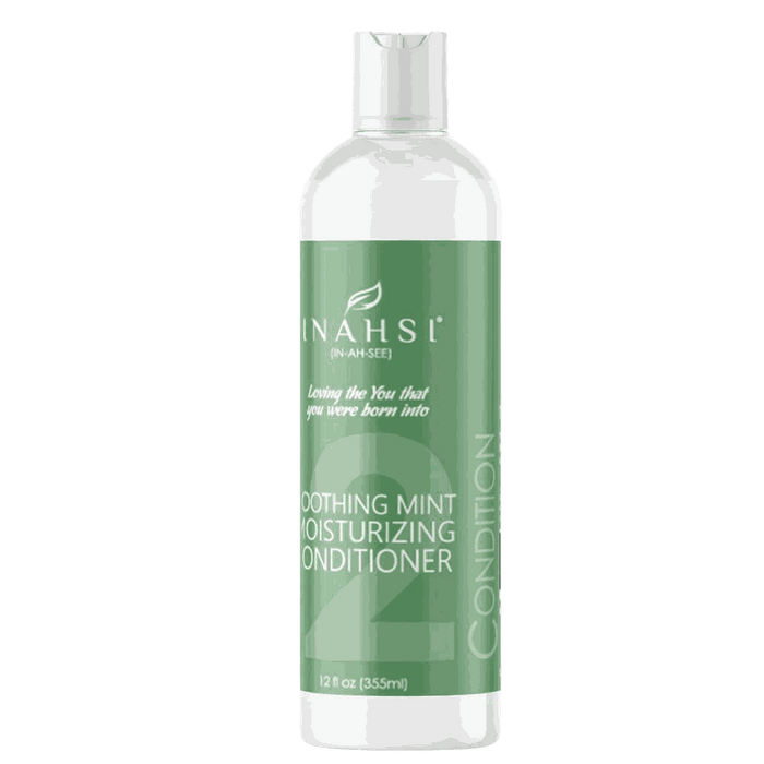 Inahsi Soothing Mint moisturizing conditioner bottle with mint leaves and natural ingredients