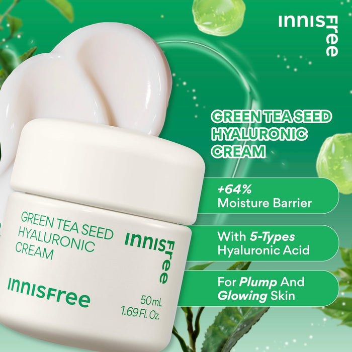 Innisfree Green Tea Seed Hyaluronic Cream 50ml إينيسفري كريم بذور الشاي الأخضر بحمض الهيالورونيك - Princess Cosmetics Qatar