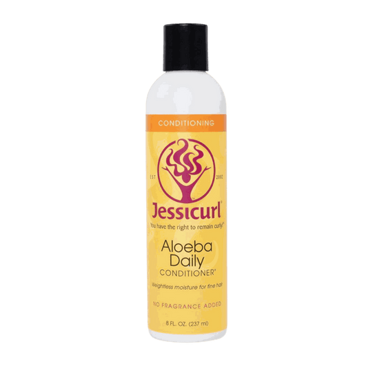 Jessicurl Aloeba Daily Conditioner bottle with moisturizing oils for fine hair