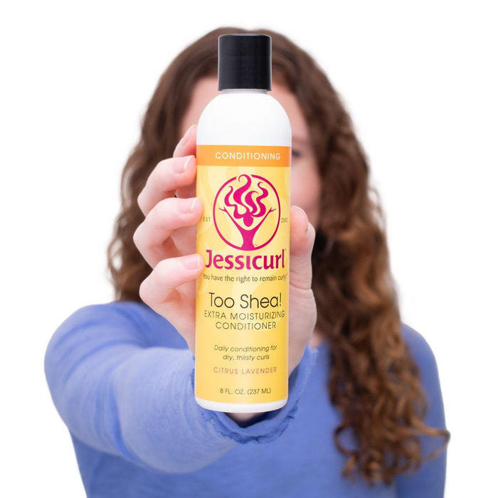 Jessicurl Too Shea! Extra Moisturizing Conditioner bottle for dry, coarse curls with shea butter and natural oils