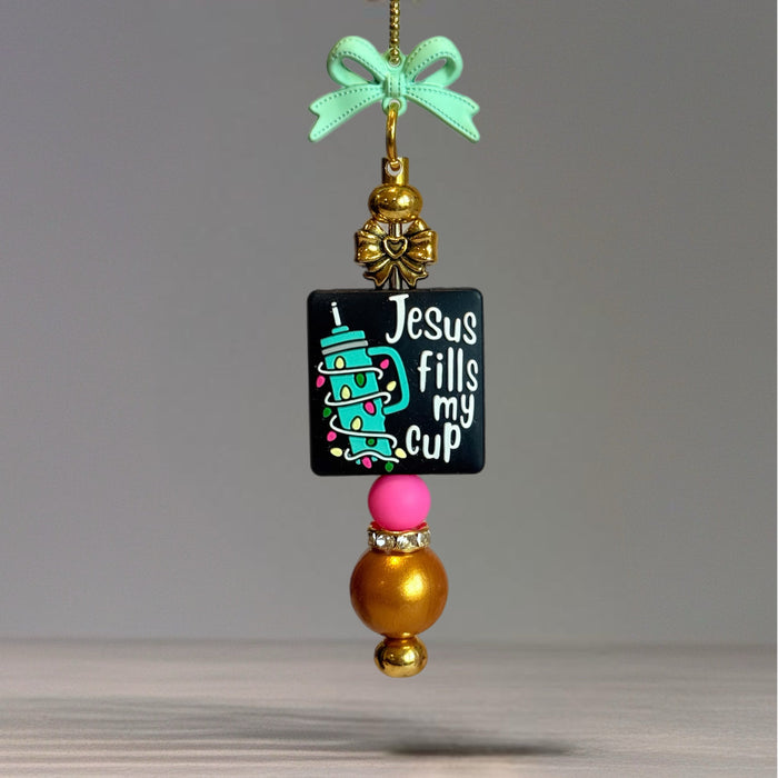 Jesus Fills My Cup Bar Charm - Tumbler Handle Charm