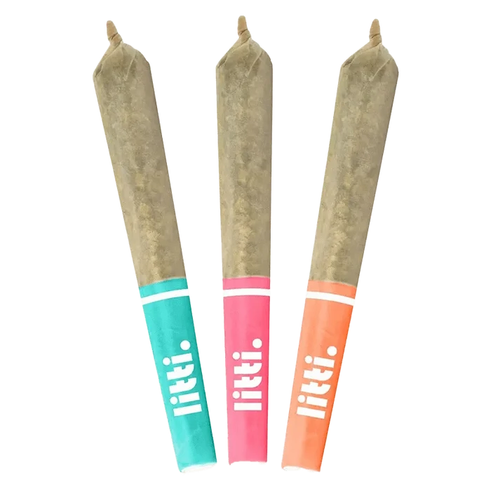 A close-up, angled view of the JUICI TASTER PACK Infused Pre Rolled 3 x 0.5 g, showing three infused prerolls against a plain white background.