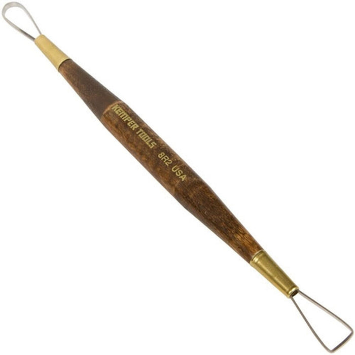 Kemper 8R2 8 inch double-ended ribbon tool with a narrow rounded loop at one end and a triangular loop at the other