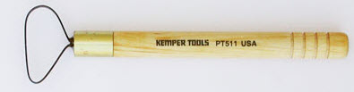 Kemper PT511 1 1/2 inch Pearcorer loop tool with pear-shaped wire loop and grooved wooden handle