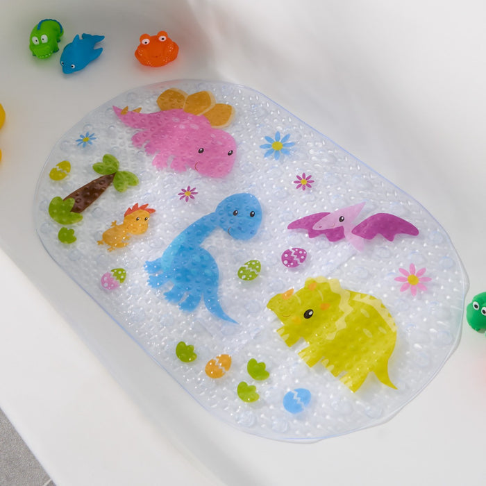 Kids Dino Print PVC Bath Mat - Clear 🇬🇧