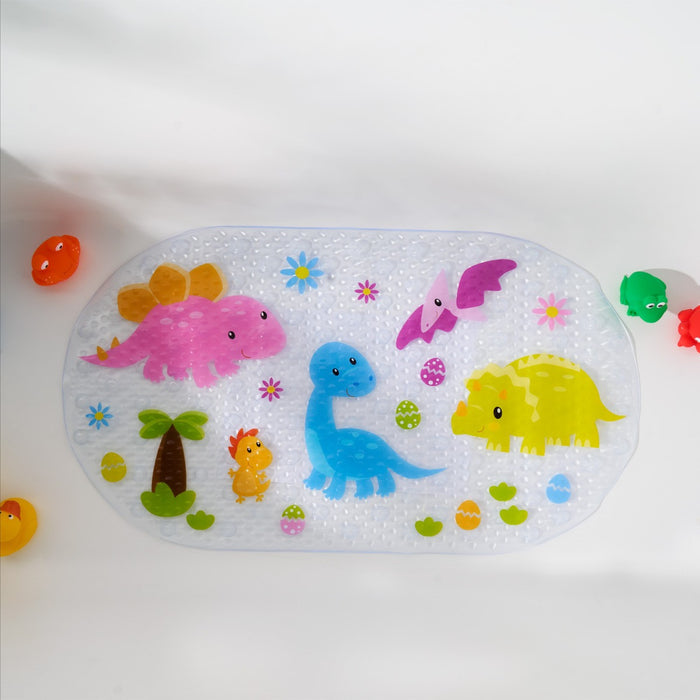 Kids Dino Print PVC Bath Mat - Clear 🇬🇧