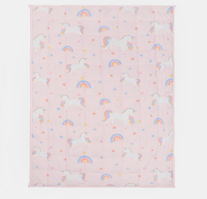 Kids Teddy Fleece Unicorn Weighted Blanket, Blush - 3kg 🇬🇧