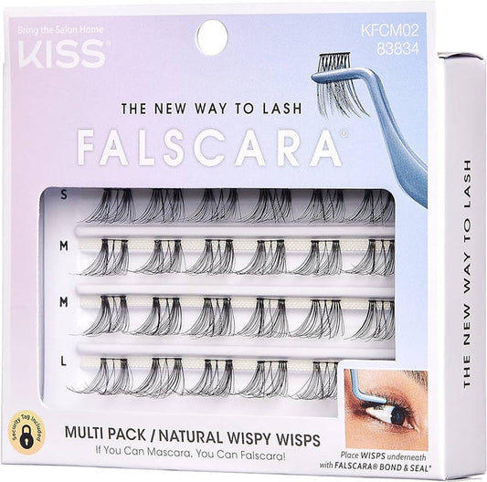 KISS FALSCARA multi pack natural wispy wisps رموش صناعية طرفية طبيعية