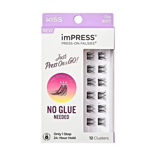 KISS impress press on falsies no glue needed only 1 step 24 hour hold رموش صناعية طرفية خطوة واحدة بدون صمغ