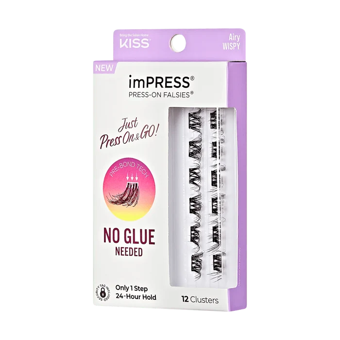 KISS impress press on falsies no glue needed only 1 step 24 hour hold رموش صناعية طرفية خطوة واحدة بدون صمغ