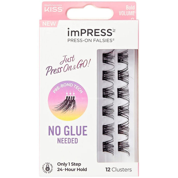 KISS impress press on falsies no glue needed only 1 step 24 hour hold رموش صناعية طرفية خطوة واحدة بدون صمغ
