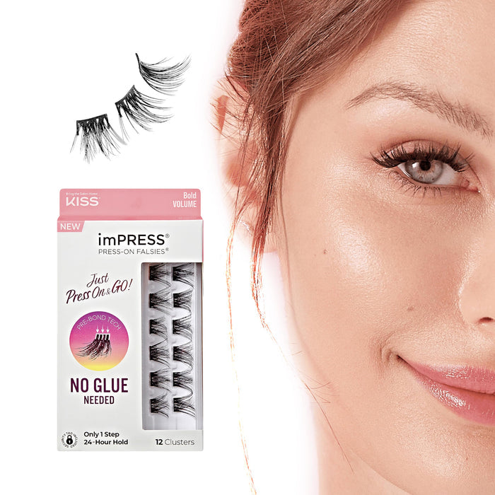 KISS impress press on falsies no glue needed only 1 step 24 hour hold رموش صناعية طرفية خطوة واحدة بدون صمغ