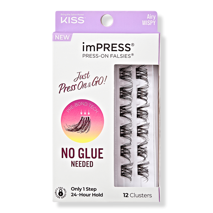 KISS impress press on falsies no glue needed only 1 step 24 hour hold رموش صناعية طرفية خطوة واحدة بدون صمغ