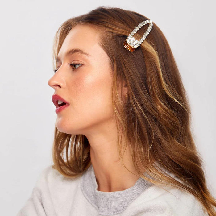 Kitsch Metal Rhinestone Large Open Shape Hair Clip