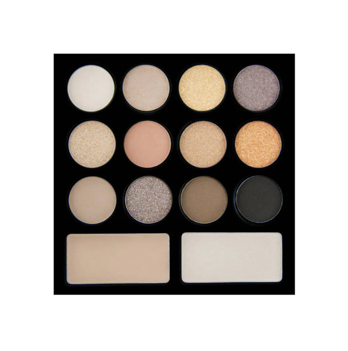 LA COLORS 12 Shade Set + Base & Highlight Eyeliner + Brush + Applicator Drama Eye Palette Intensfy Your Eyes Darling