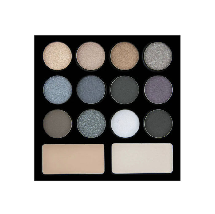 LA COLORS 12 Shade Set + Base & Highlight Eyeliner + Brush + Applicator Drama Eye Palette Intensfy Your Eyes Daring