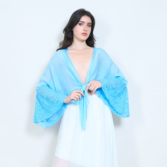 Lace cuff tie-front blouse wholesale