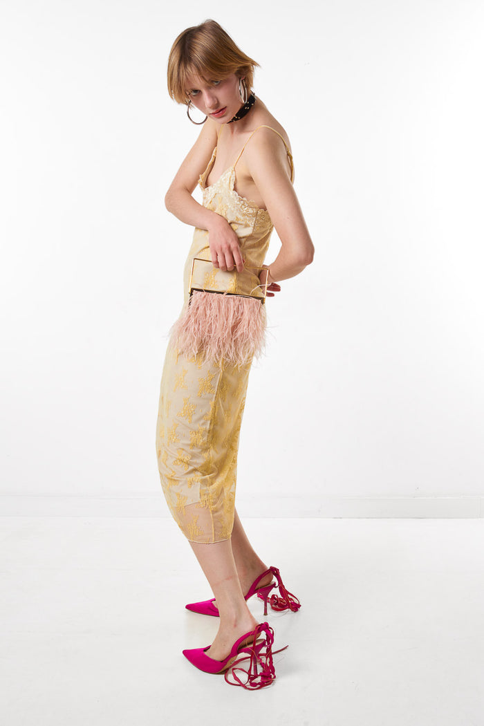 Lace embroidered slip midi dress wholesale
