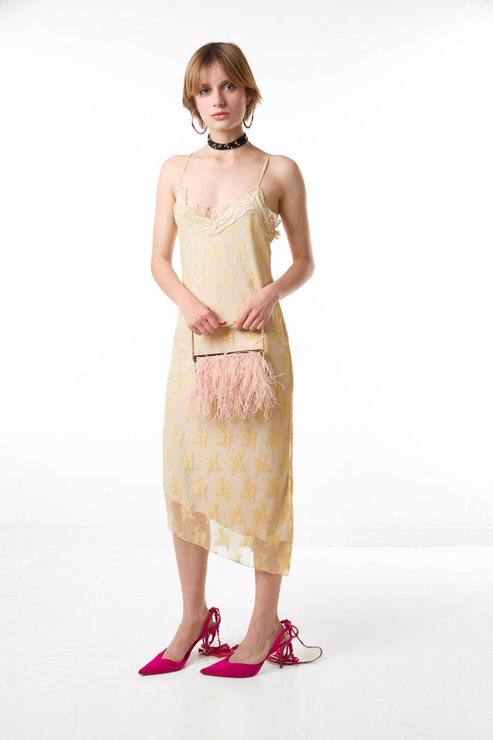 Lace embroidered slip midi dress wholesale