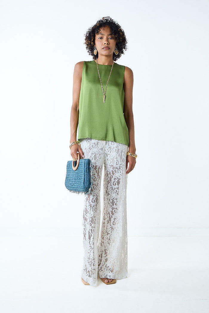 Lace wide leg high waist trousers wholesale