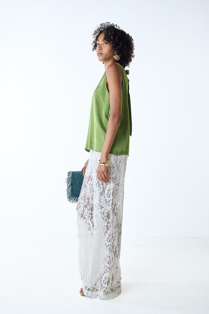 Lace wide leg high waist trousers wholesale