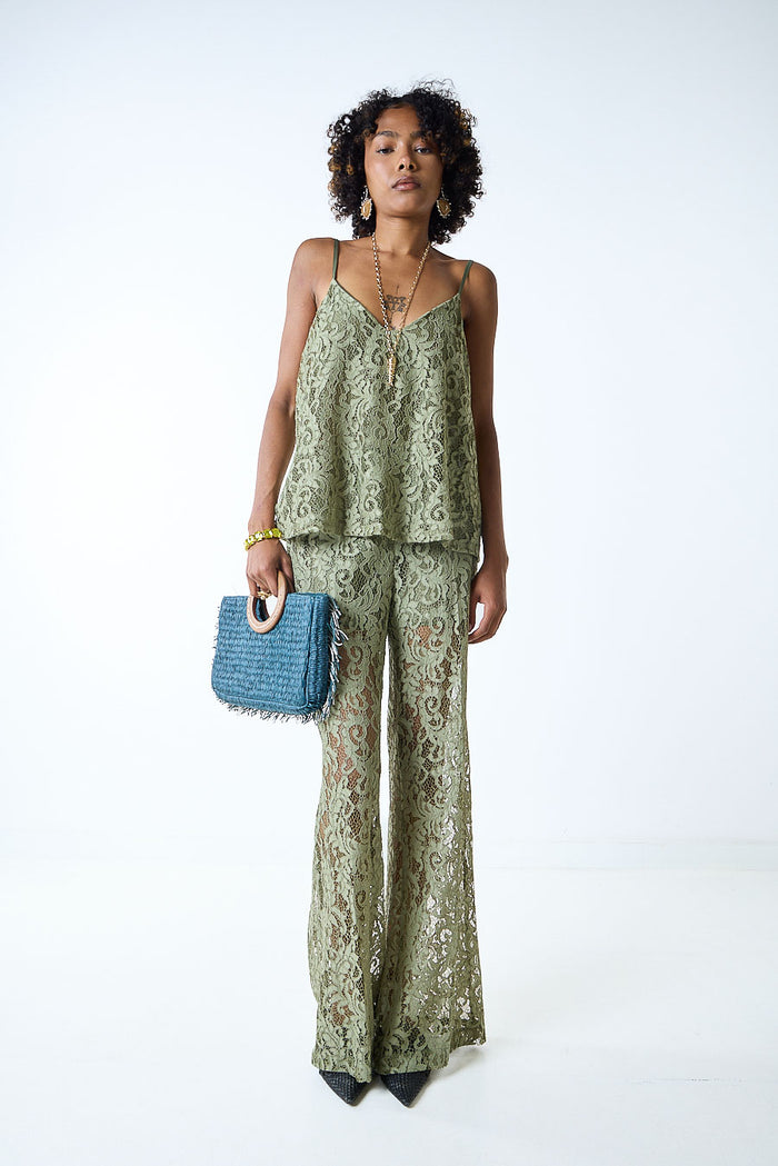 Lace wide leg high waist trousers wholesale