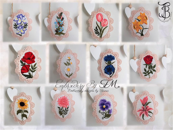 Large set FSL ovals with flowers/two variations/4x4 hoop
