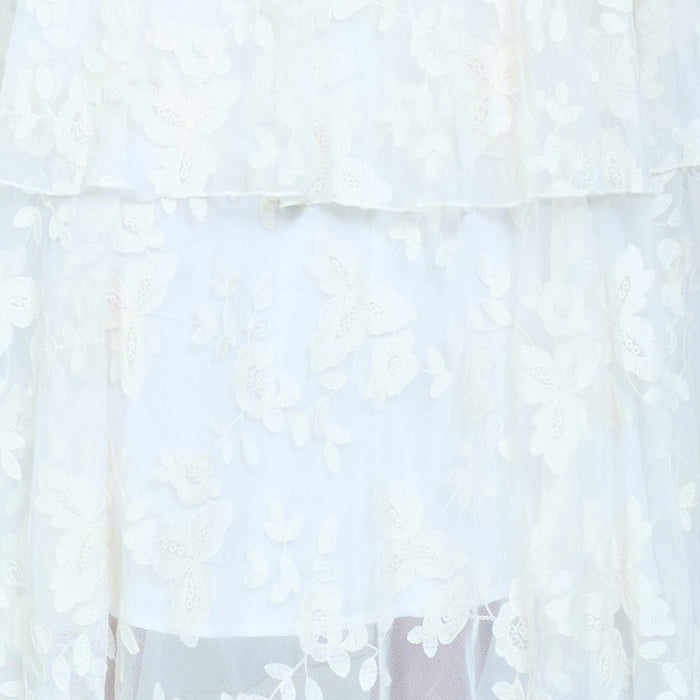 Layered lace v neck sleeveless maxi dress with tiered skirt wholesale