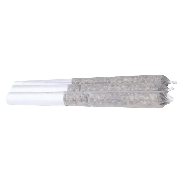 A close-up, side view of three Lemon Cherry Diamonds Infused Pre Rolled 0.5 g pre-rolls against a plain white background.