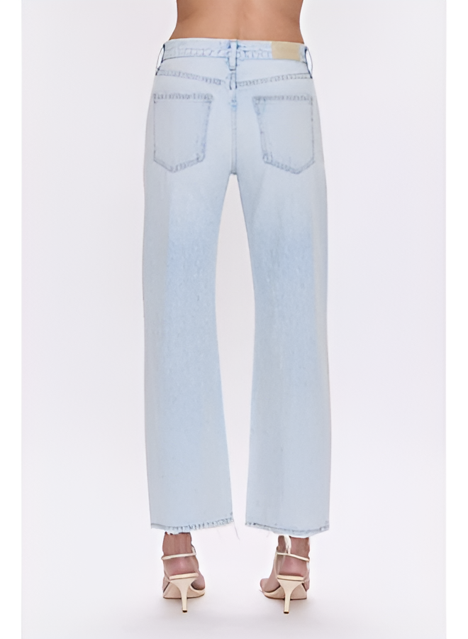 Lexi Mid Rise Bowed Straight in Solstice Distressed - Madison's Niche