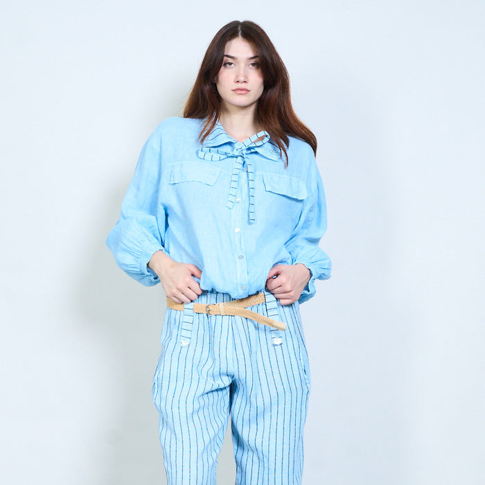 Lightweight button front jacket with striped scarf detail wholesale