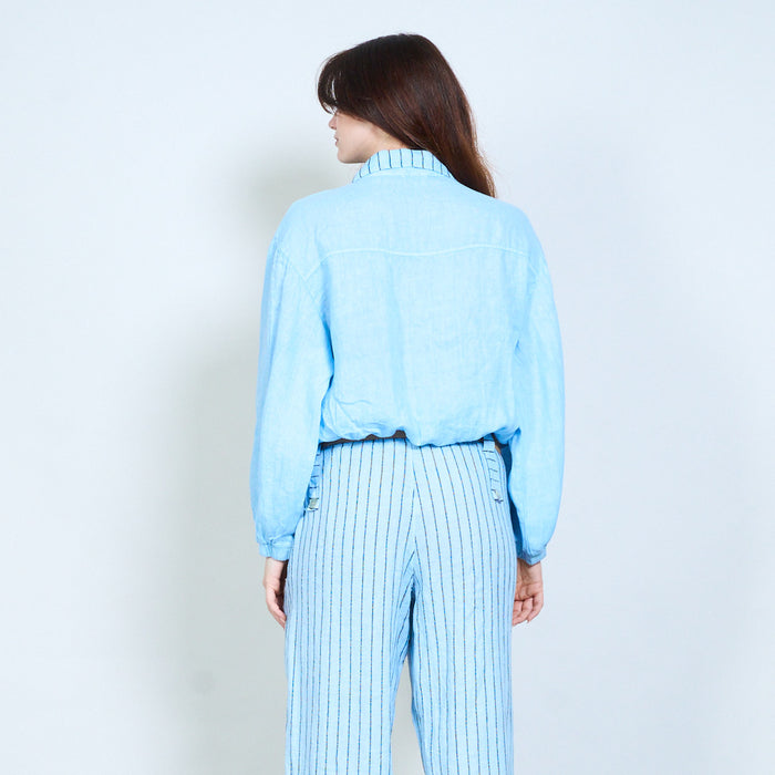 Lightweight button front jacket with striped scarf detail wholesale
