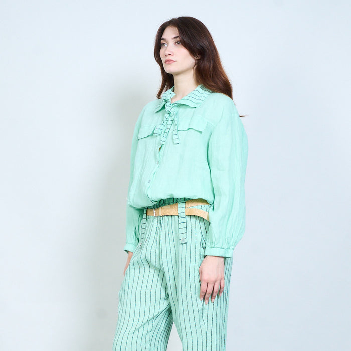 Lightweight button front jacket with striped scarf detail wholesale