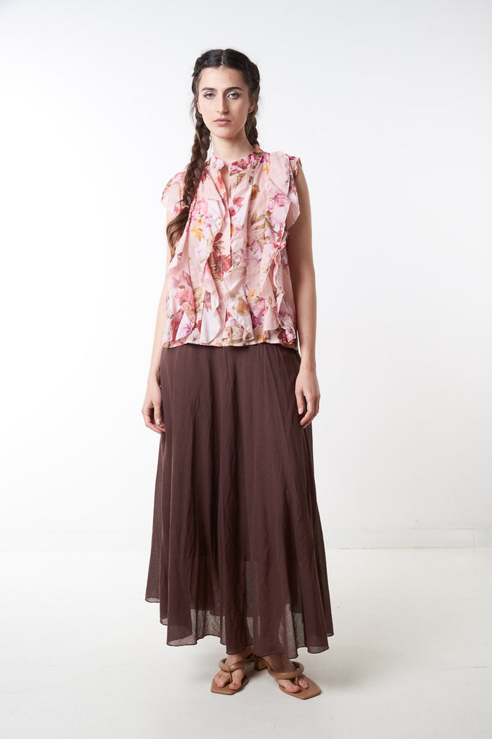 Lightweight flowy sheer midi skirt wholesale