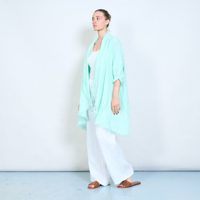 Lightweight open front loose cardigan with raw edge wholesale