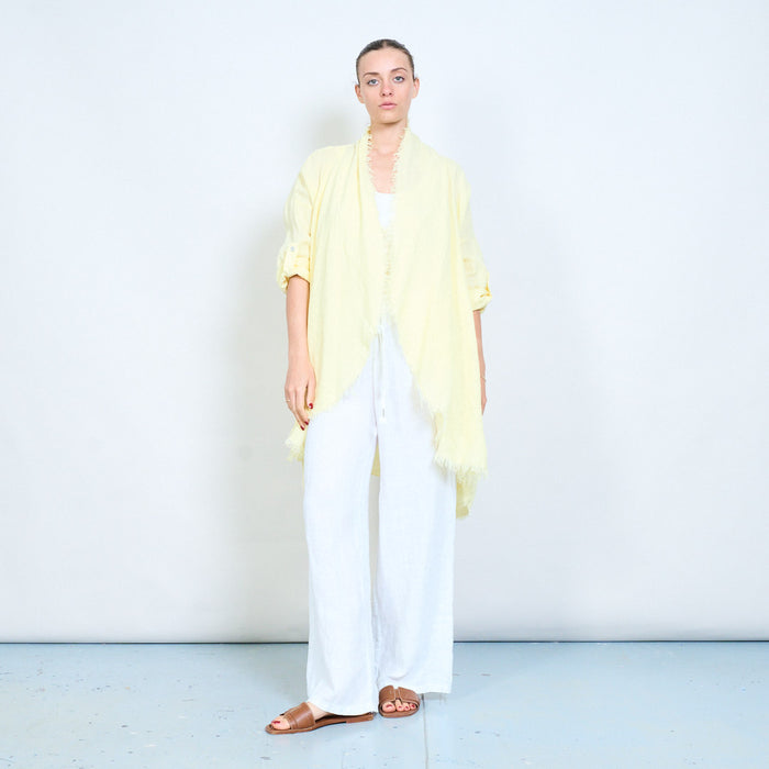 Lightweight open front loose cardigan with raw edge wholesale