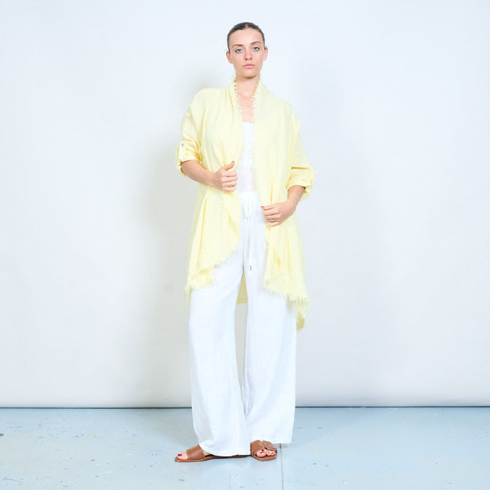 Lightweight open front loose cardigan with raw edge wholesale