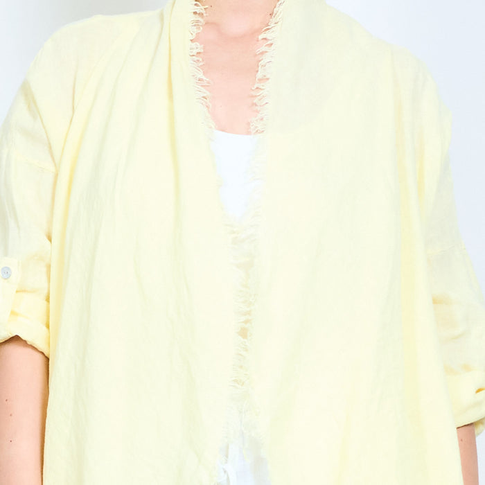 Lightweight open front loose cardigan with raw edge wholesale